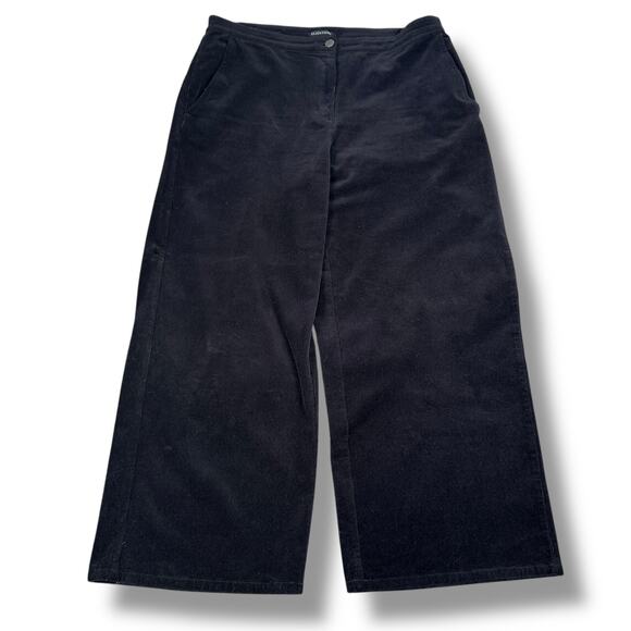 Eileen Fisher Wide Leg Corduroy Pants Women’s Medium Black Cotton Pockets READ - Picture 1 of 11